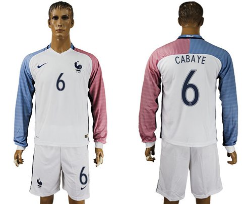 France #6 Cabaye Away Long Sleeves Soccer Country Jersey